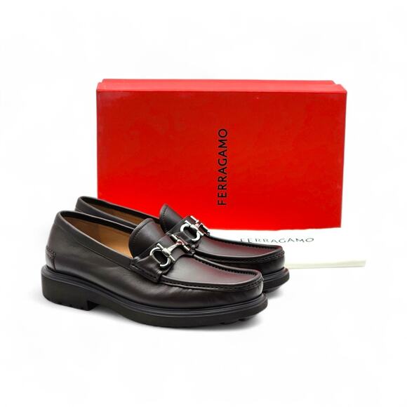 Salvatore Ferragamo Glasgow Calf Leather Loafers Brown UK 10.5 EE US 11.5 $950 - Picture 1 of 8